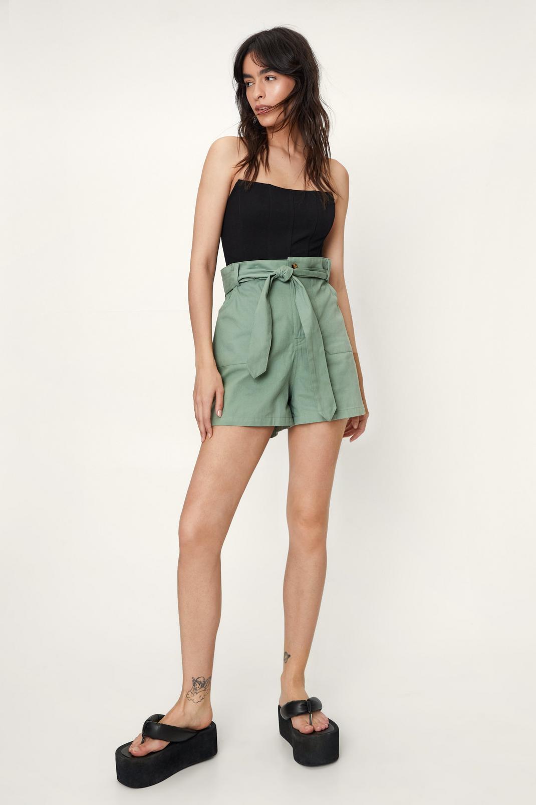 209 Tie Waist Belted Cargo Shorts image number 2