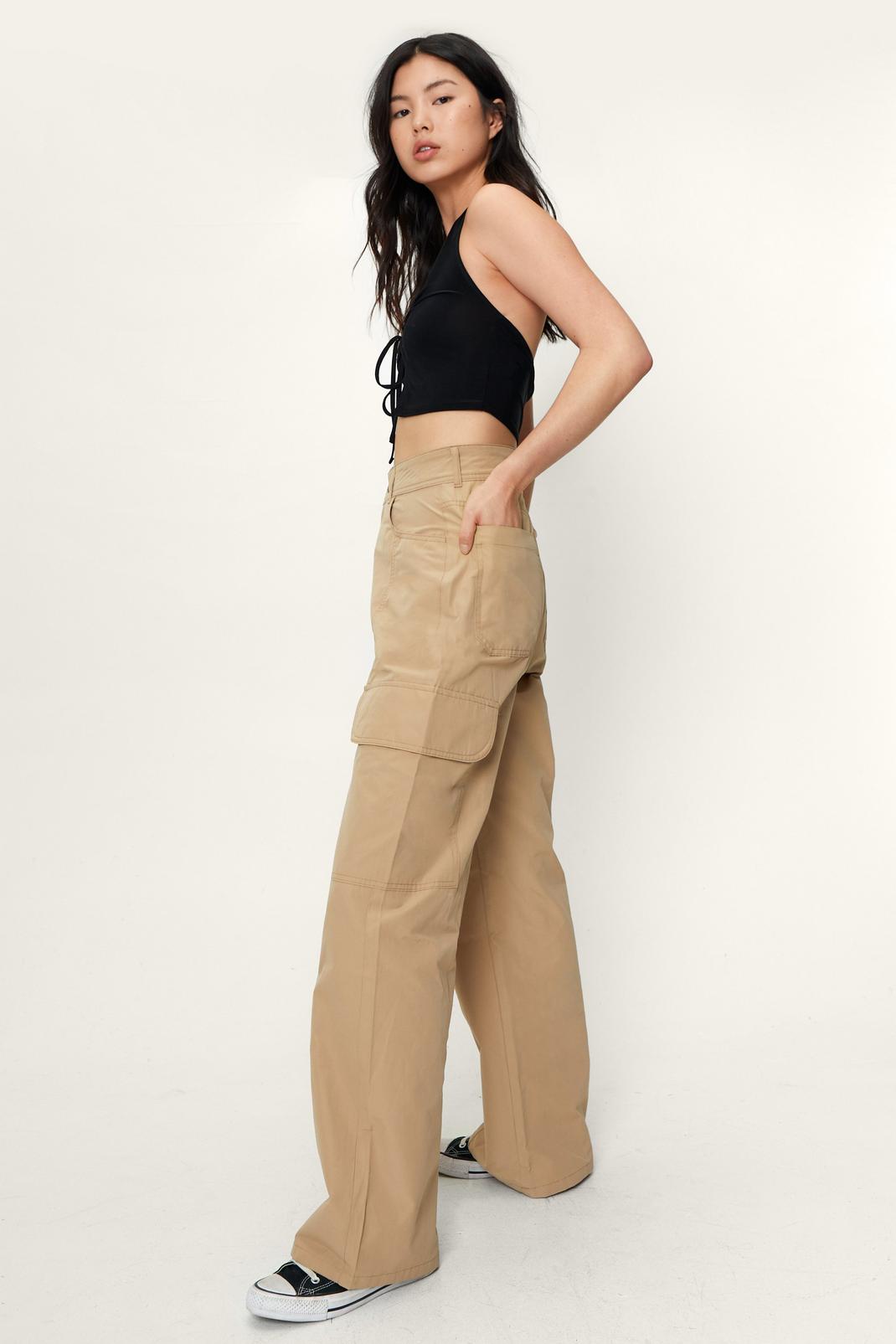 Stone Pocket Detail High Waisted Cargo Pants image number 1