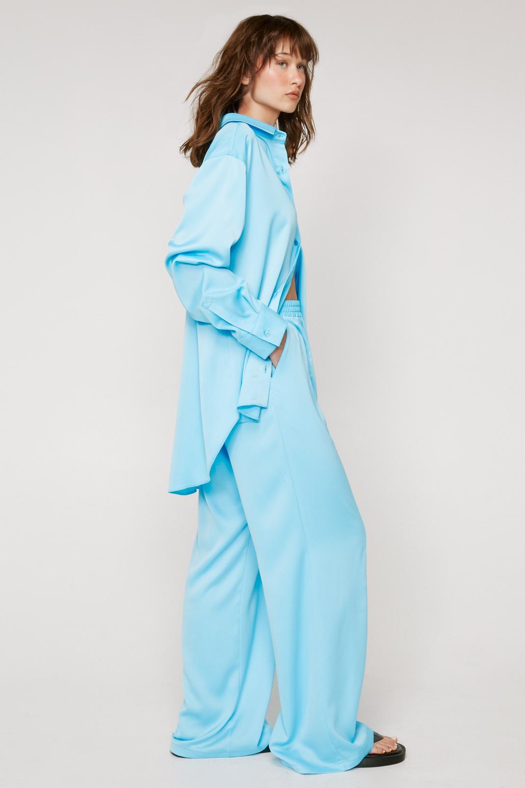 Bright blue Premium Satin Puddle Trousers image number 1
