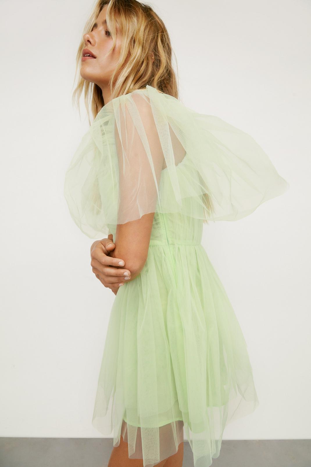 Mint Recycled Tulle Puff Mini Dress image number 1