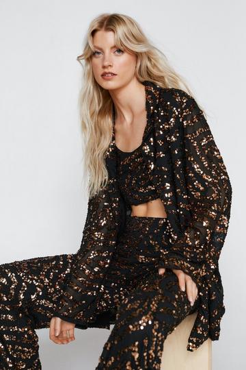 Sequin Relaxed Fit Two Piece Shirt black