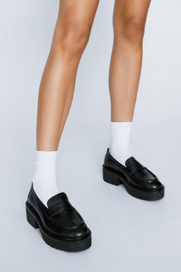 Leather Chunky Loafers black