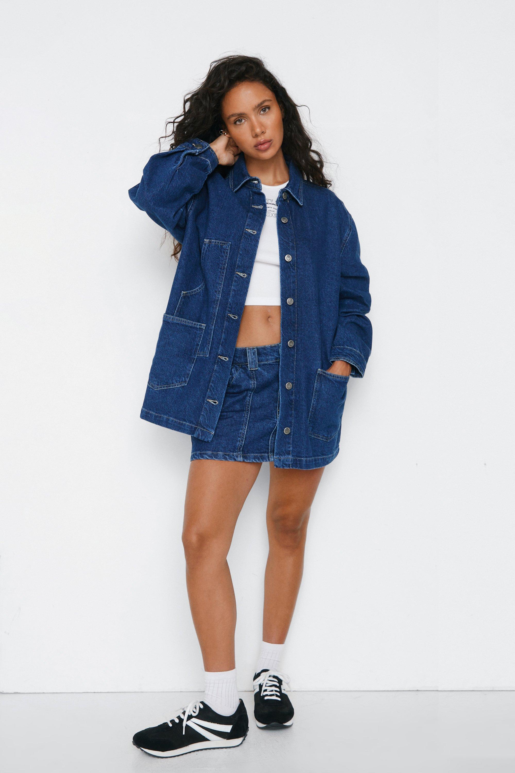 Oversized denim hot sale shacket