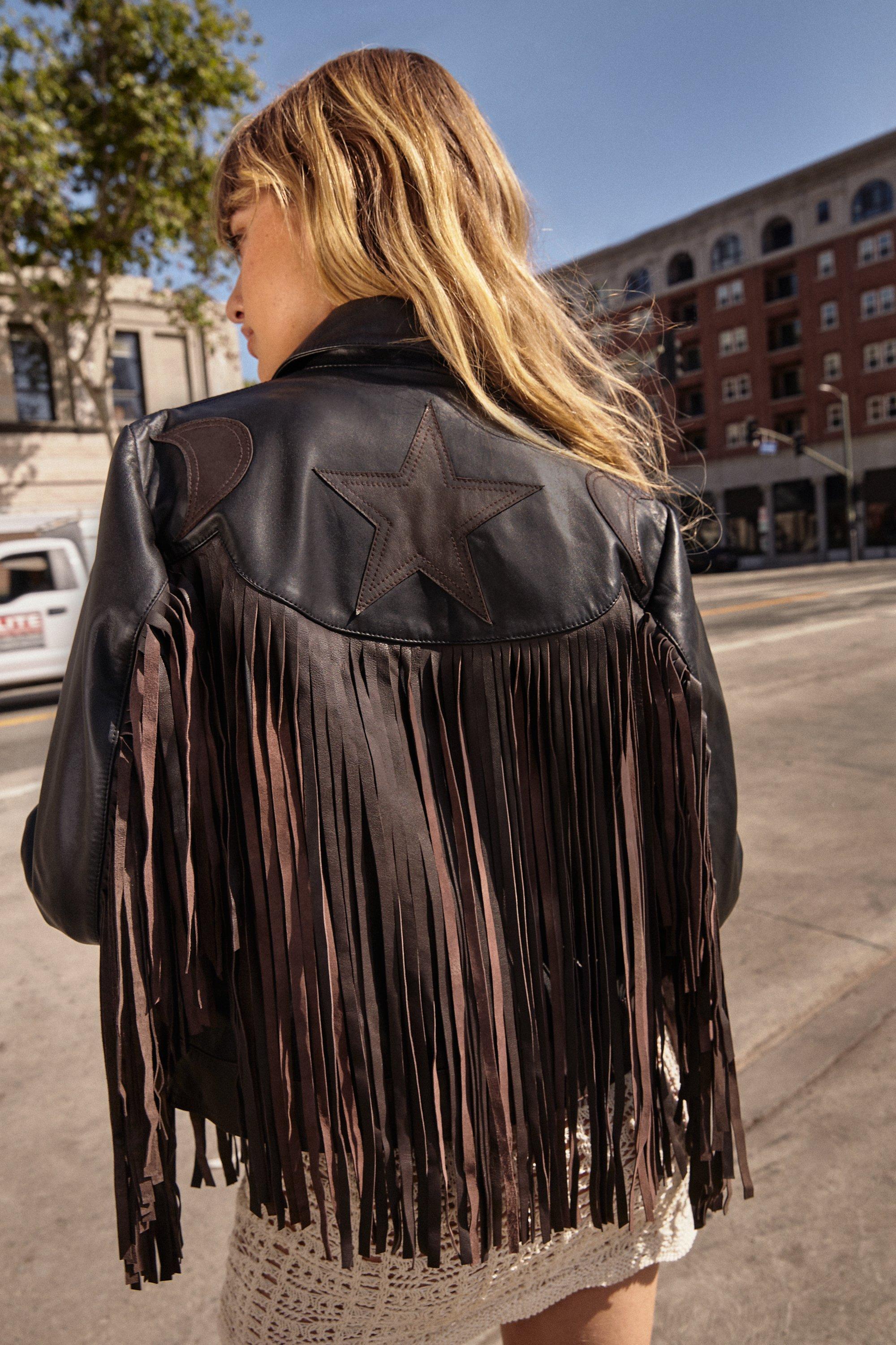 Black jacket outlet with tassels