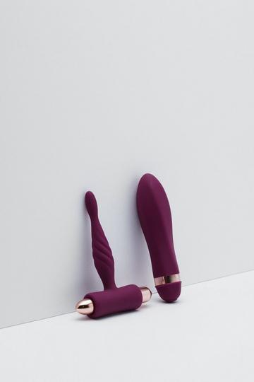 Clitoral and Anal Vibrators Sex Toy Set plum