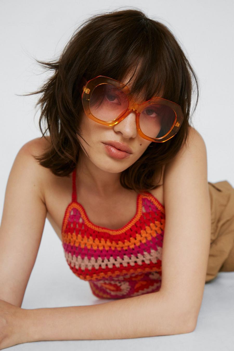 Transparent Oversized Hexagonal Sunglasses