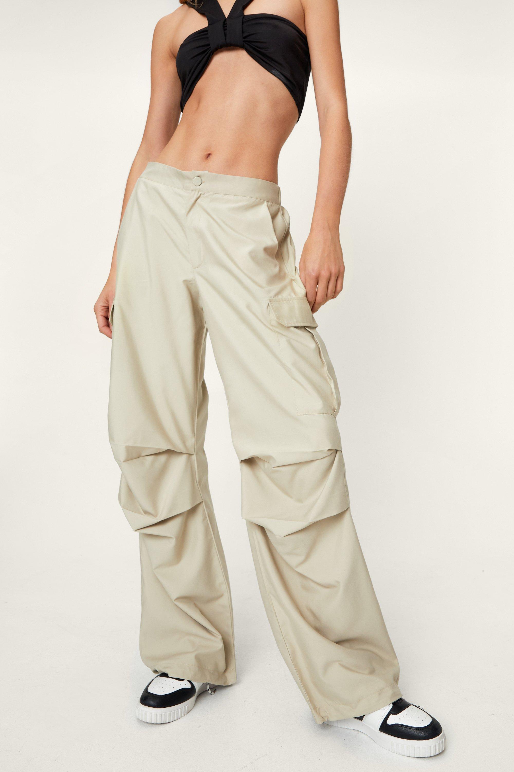 Beige Cargo Pants Low Rise