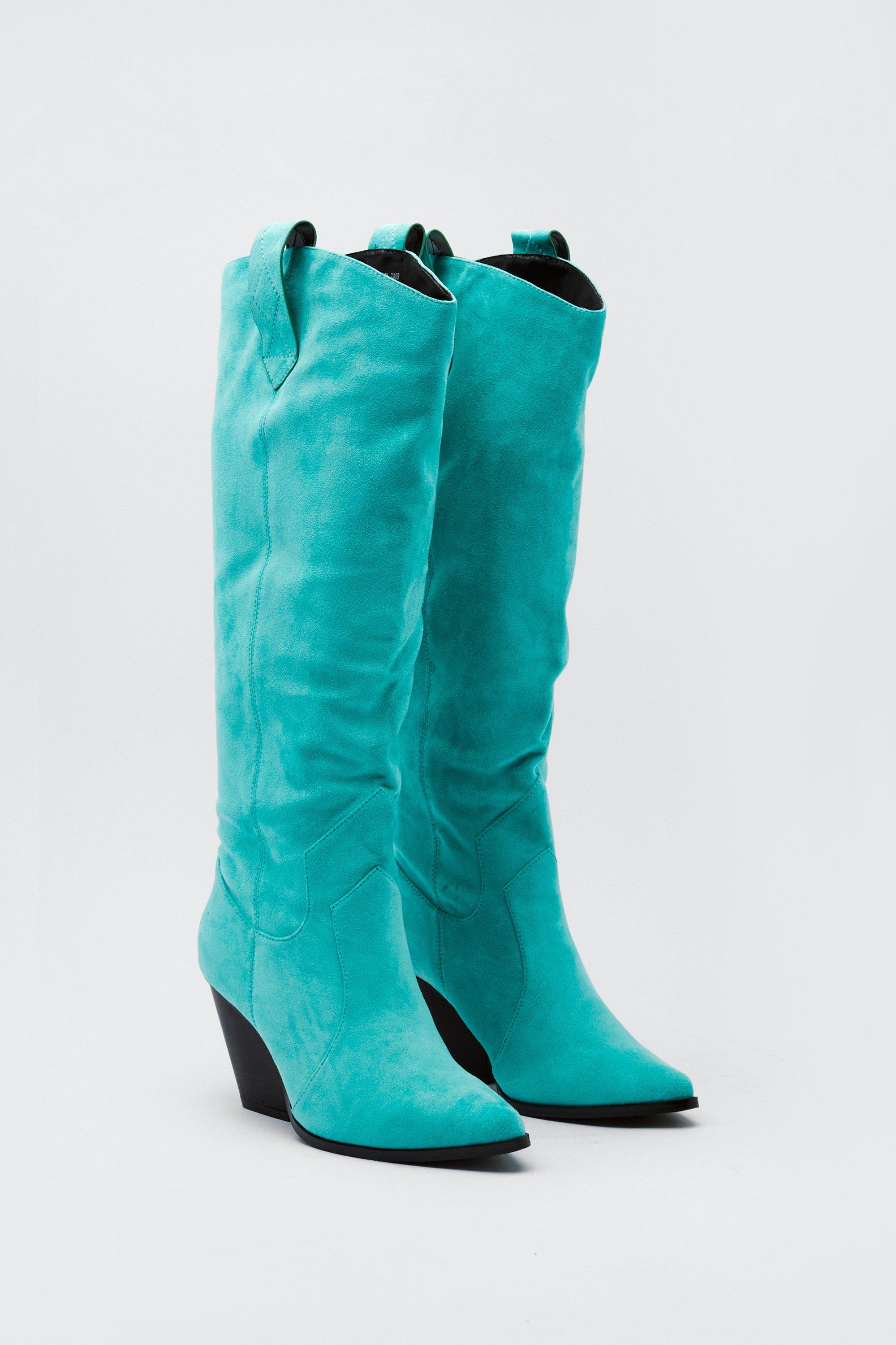 turquoise suede boots