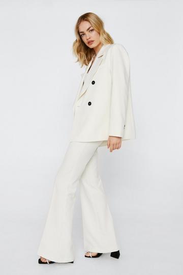 White Tailored Flared Wide Leg Pants