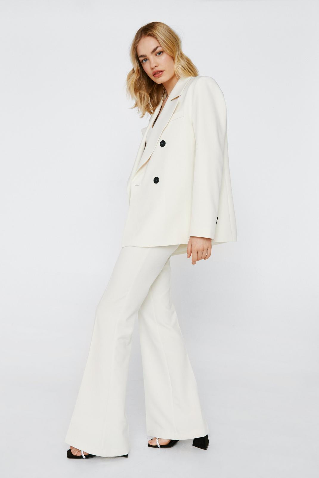 White Tailored Flared Wide Leg Pants image number 1
