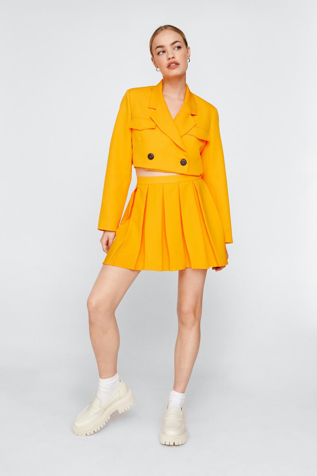 Mini-jupe de tennis ajustée, Orange image number 1