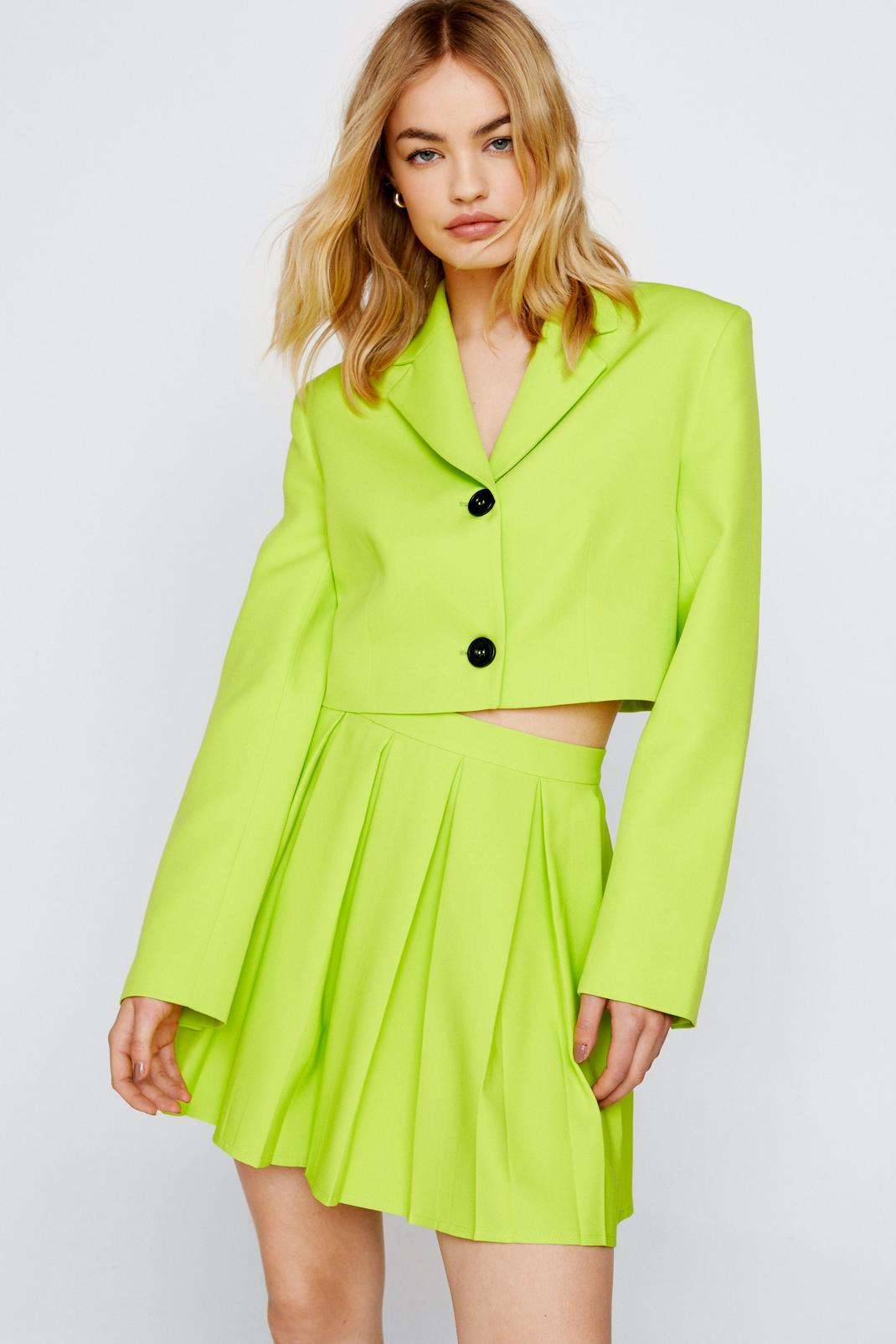 Lime Tailored Cropped Blazer image number 1