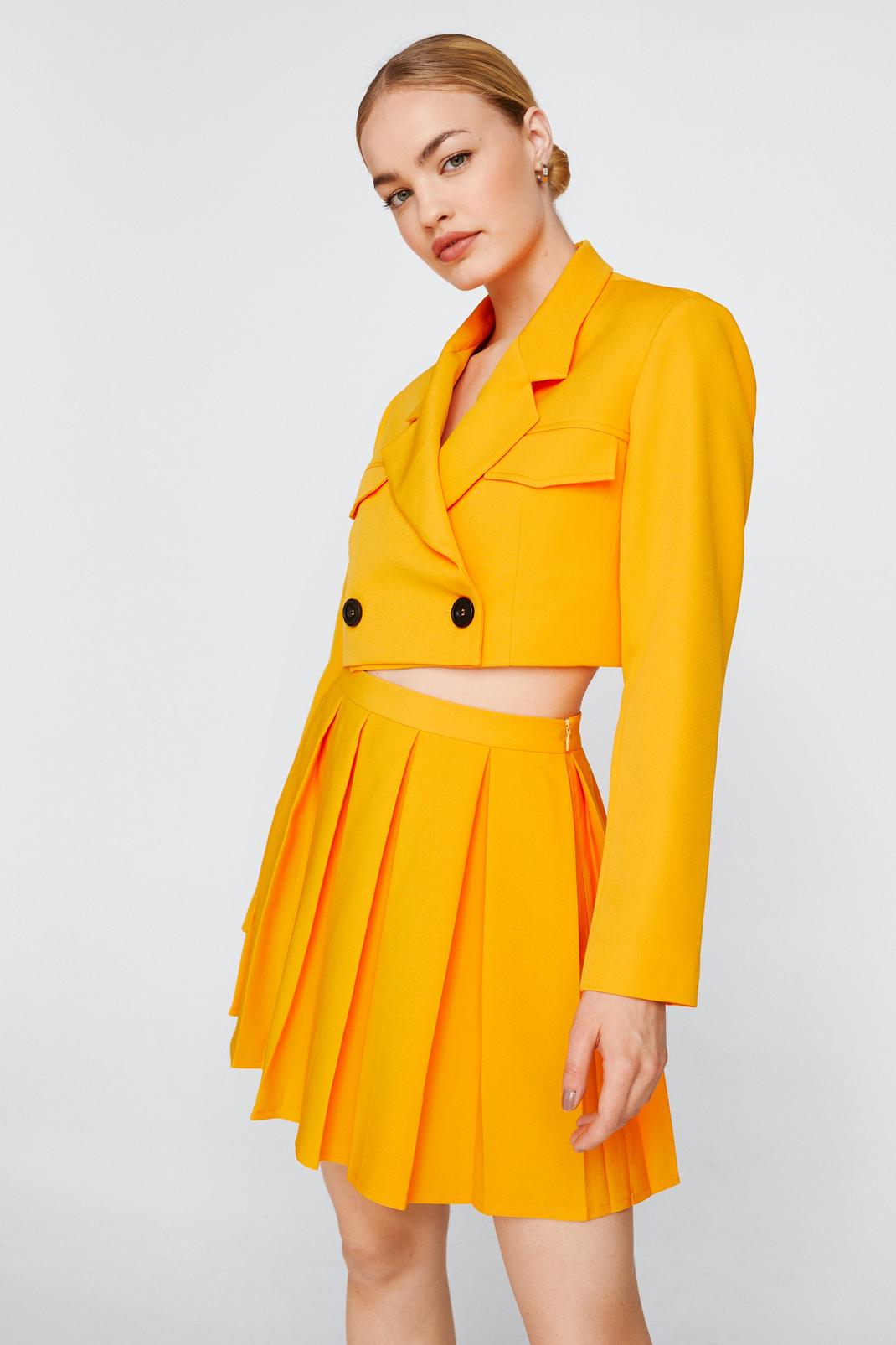 Orange Tailored Cropped Double Breasted Blazer image number 1
