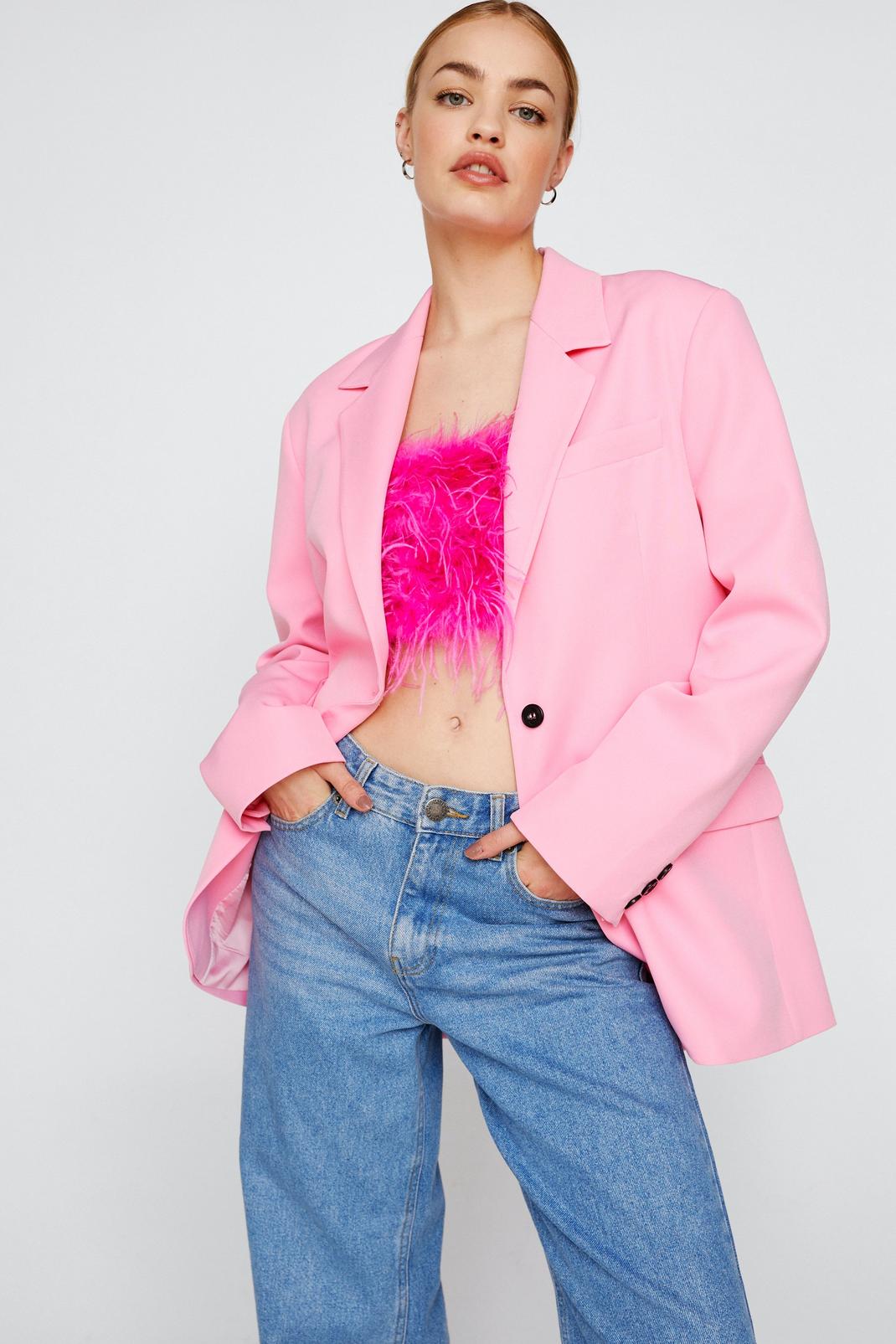 Pink Oversized Single Breasted Tailored Blazer image number 1