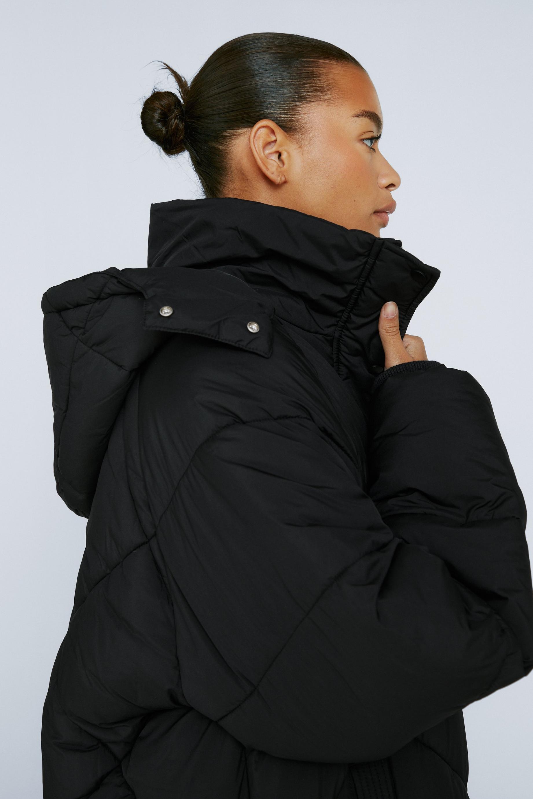 Plus Diamond Quilted Hooded Puffer Jacket