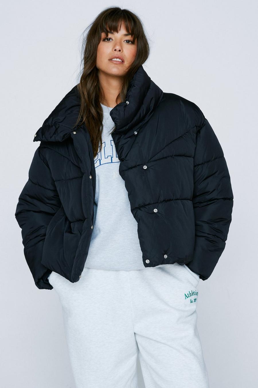 Plus Size High Neck Puffer Jacket