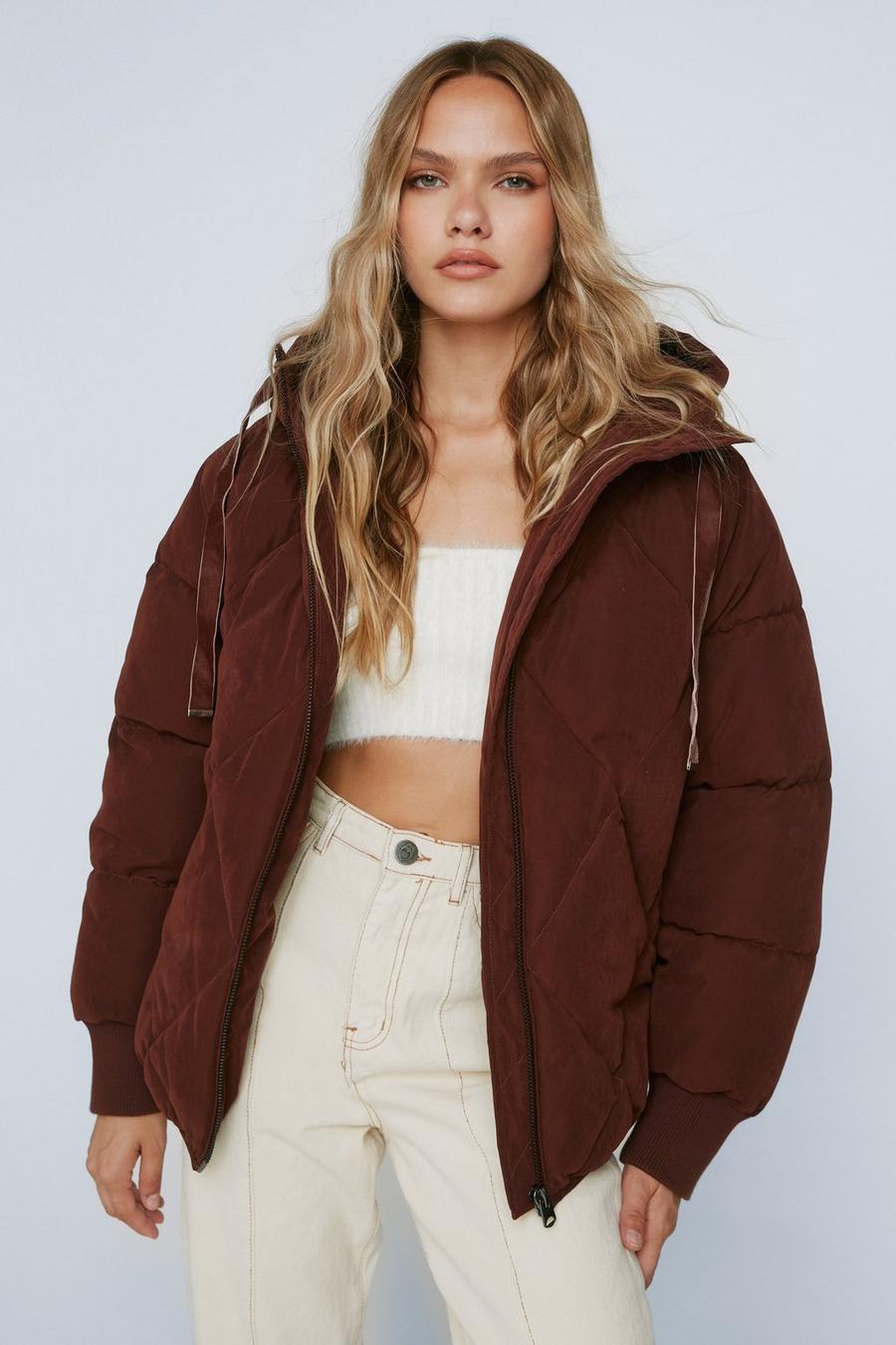 Petite Oversized Quilted Hooded Puffer Jacket