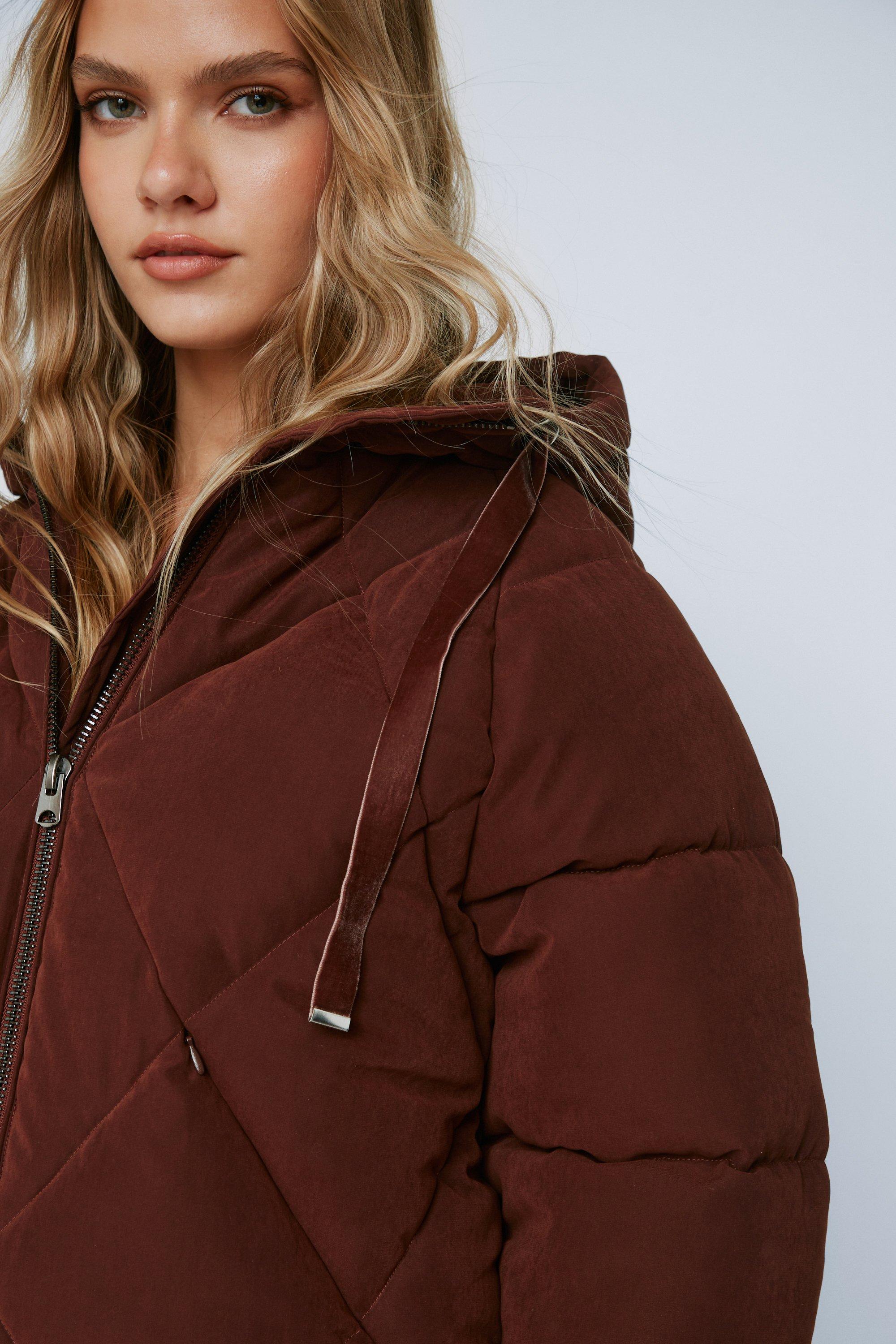 ASOS DESIGN oversized quilted puffer jacket in brown