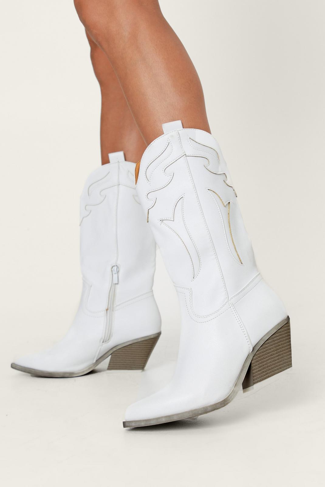173 Faux Leather Mid Rise Cowboy Boots image number 2