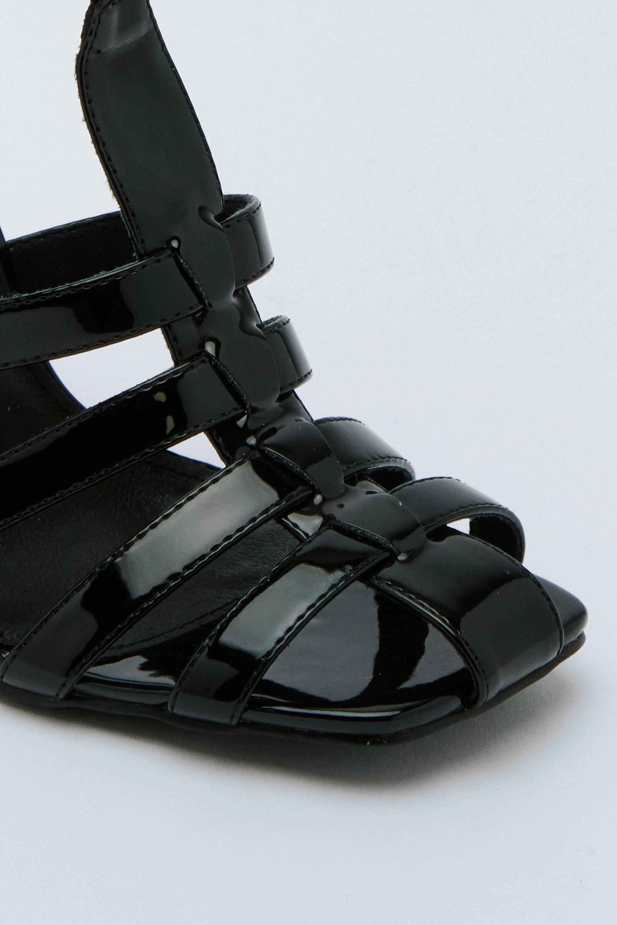 Strappy caged online heels