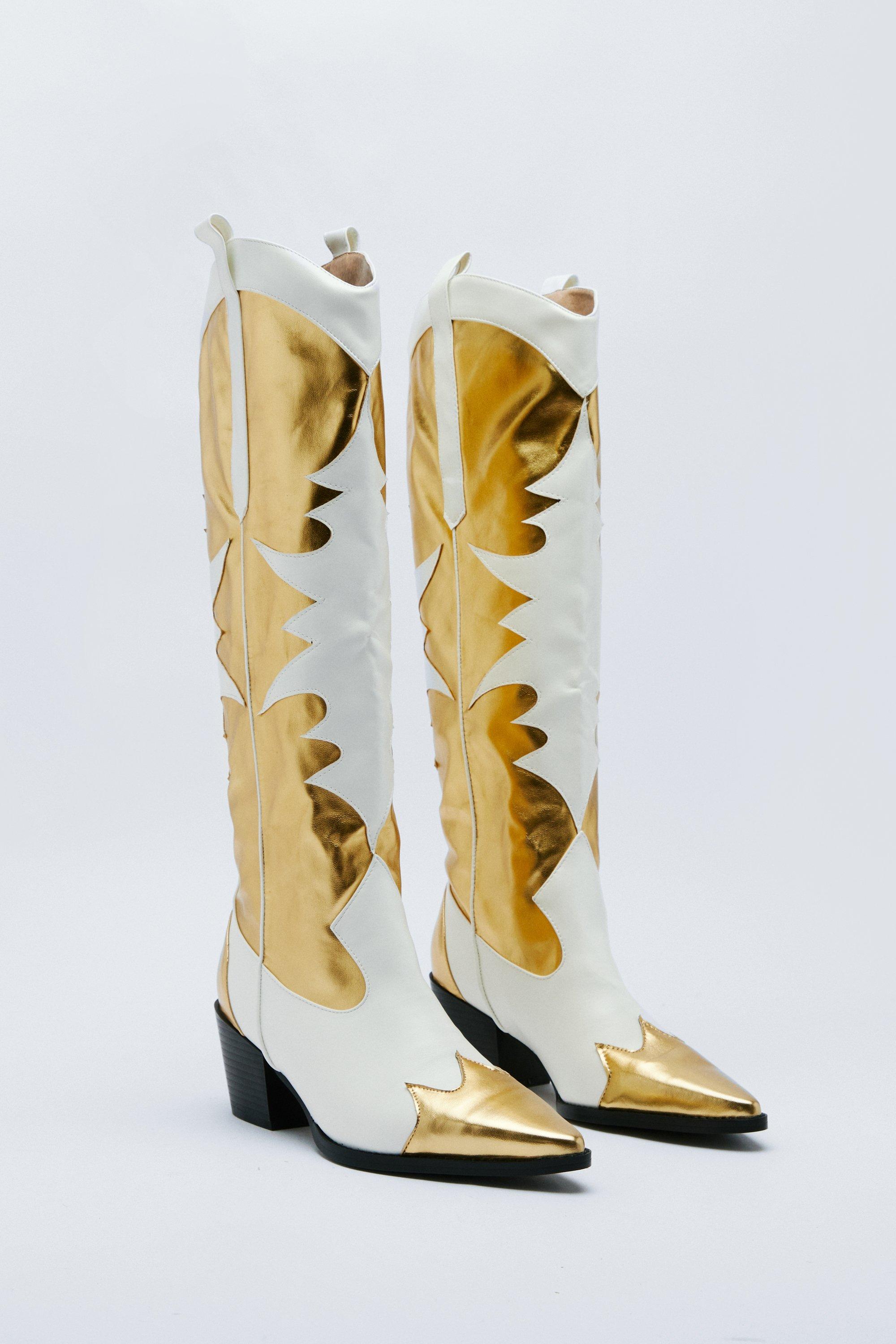 White and gold sales cowboy boots