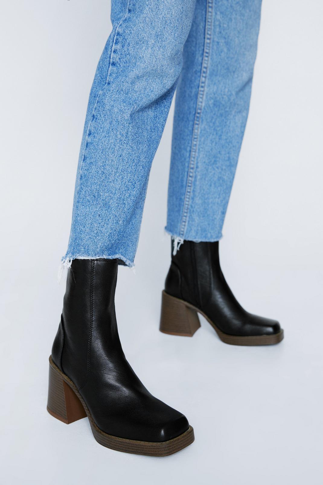 Faux Leather Ankle Platform Boots image number 1