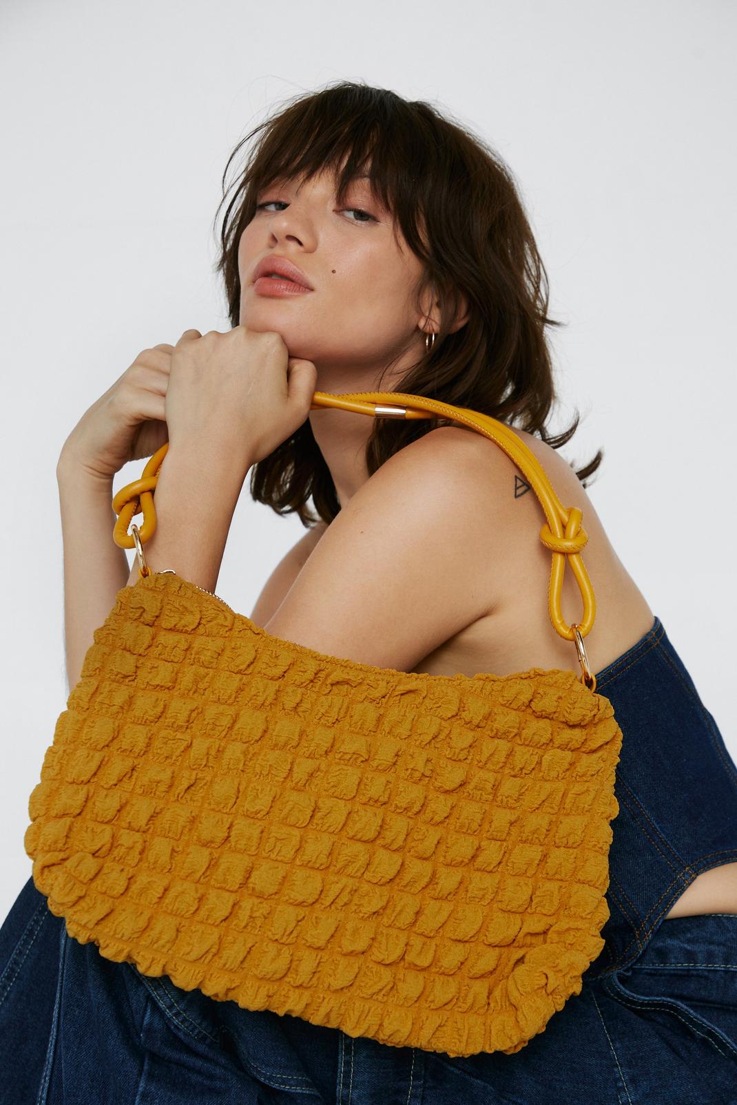 Yellow Textured Shoulder Bag image number 1