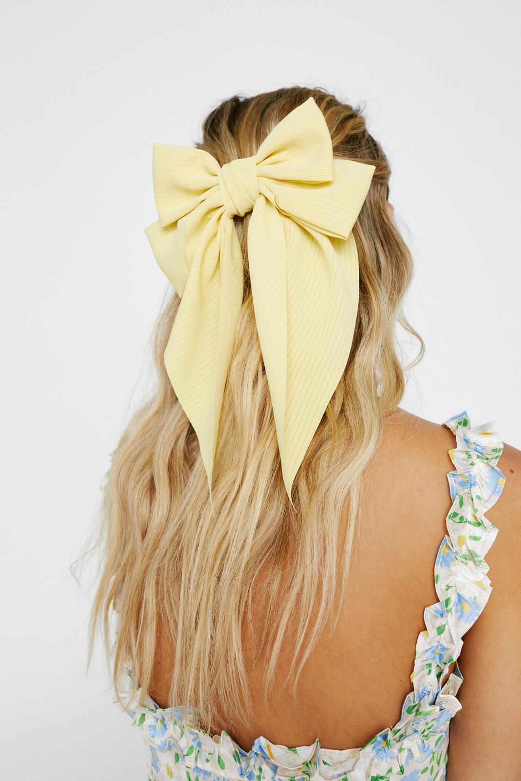 Lemon Oversized Bow Hair Tie image number 1