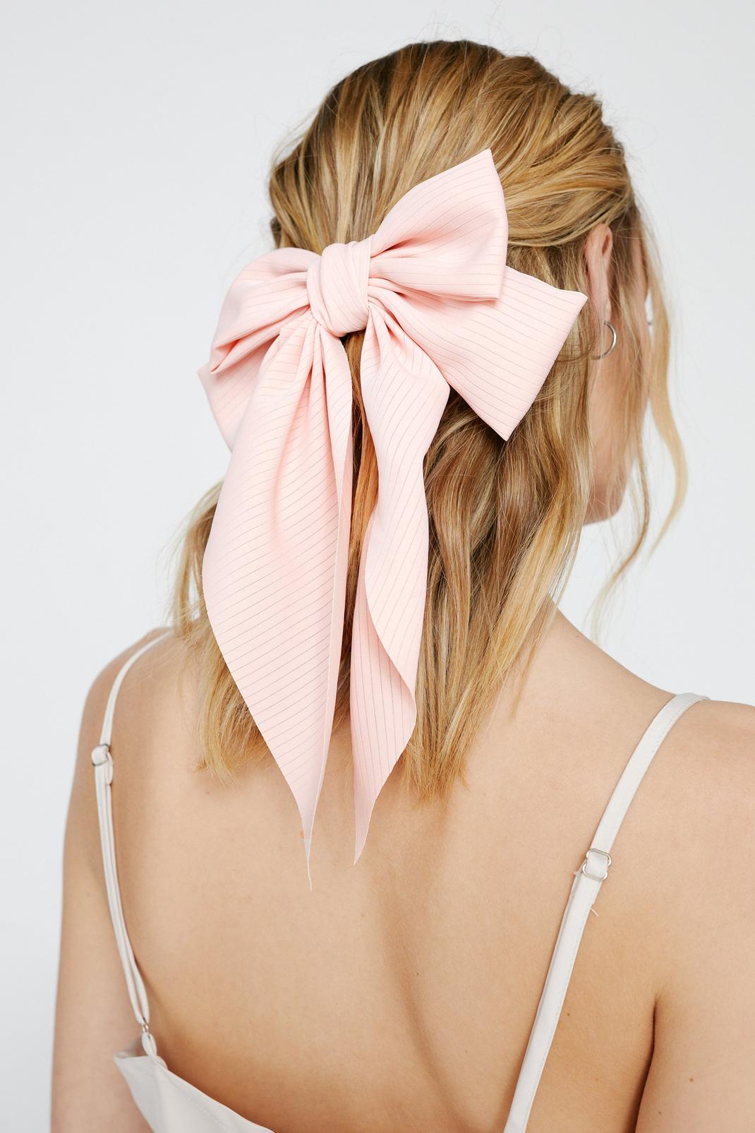 Soft pink Oversized Bow Hair Tie image number 1