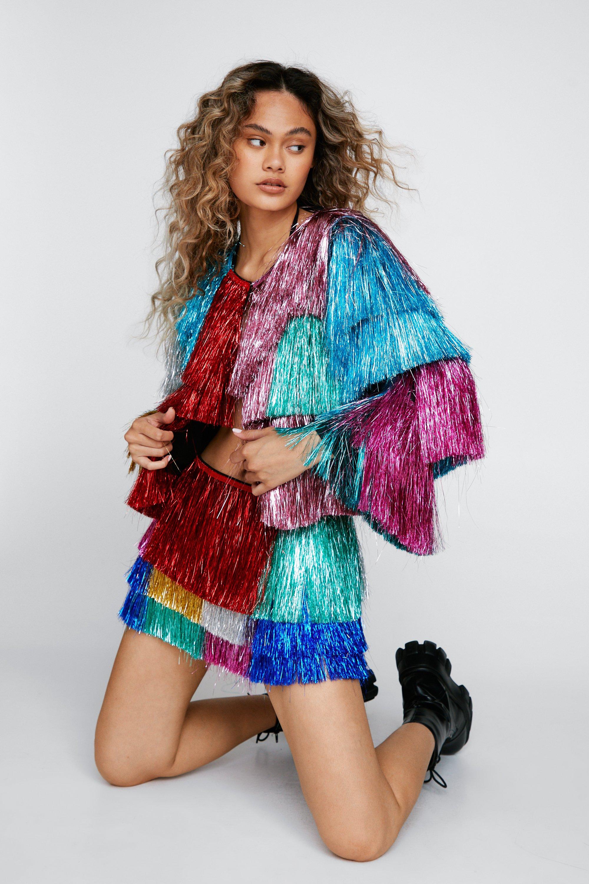 Multi colored 2025 fringe jacket