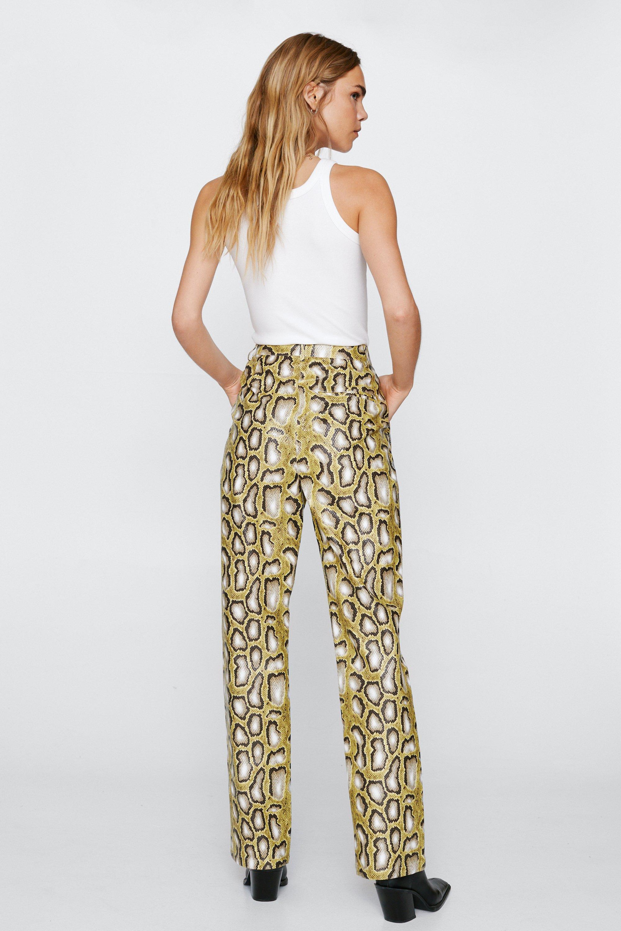 Snake Print Faux Leather Pants