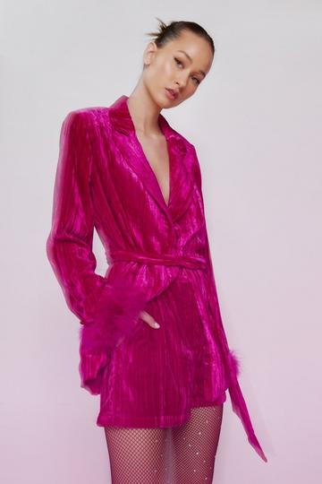 Velvet Tailored Shorts hot pink