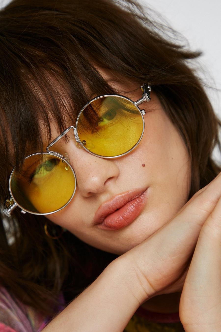 Recycled Yellow Tinted Round Sunglasses