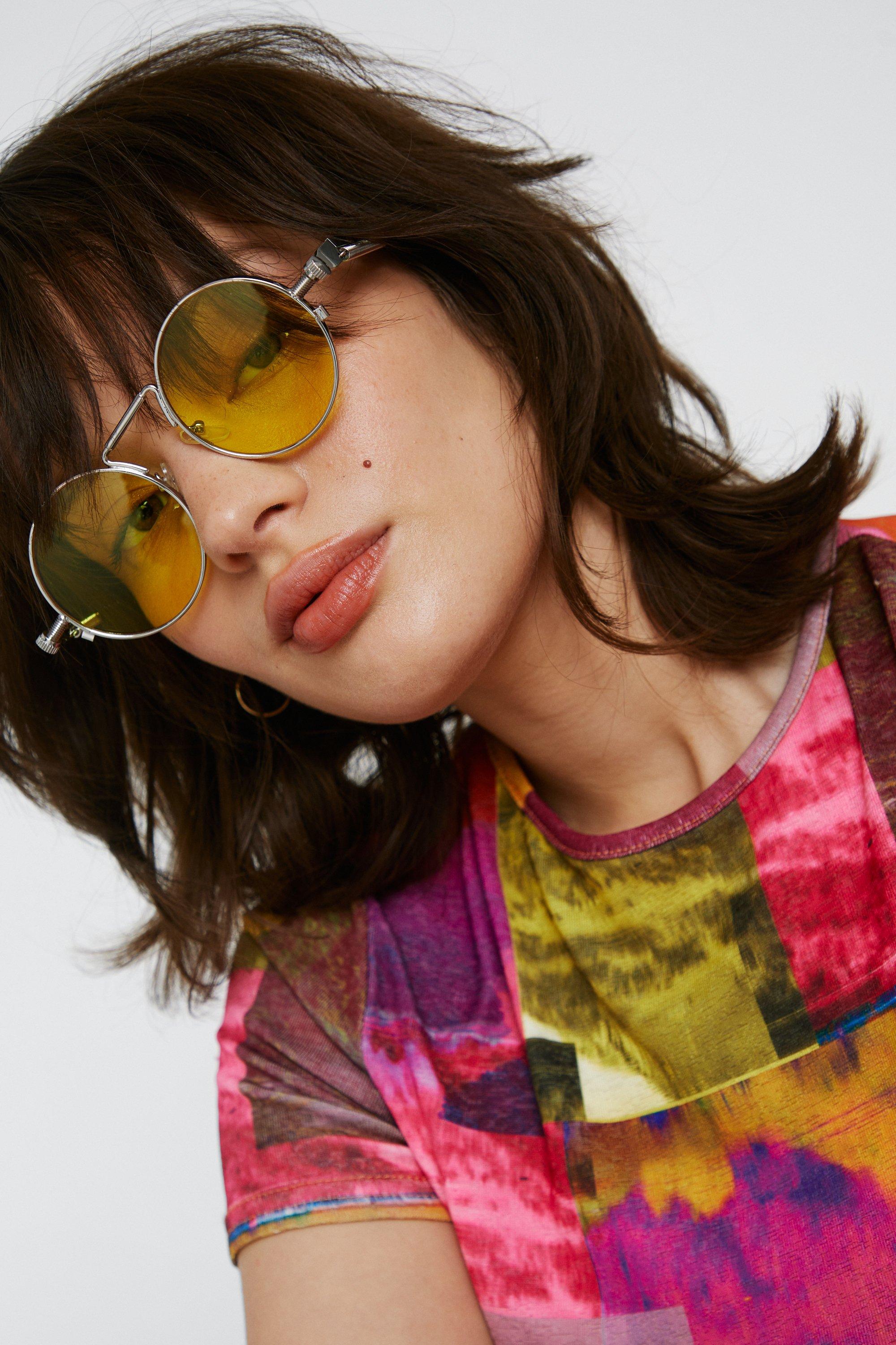 Lunette de soleil ronde jaune shop