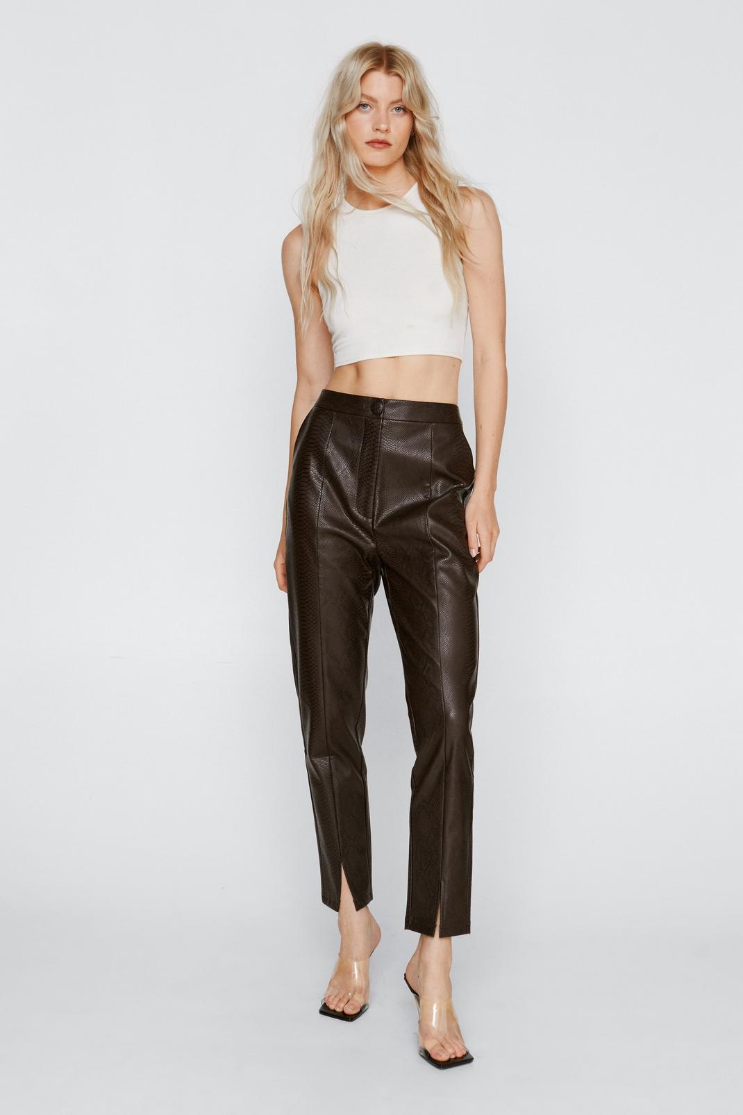 Faux Leather Snake Skin Tapered Trousers image number 1