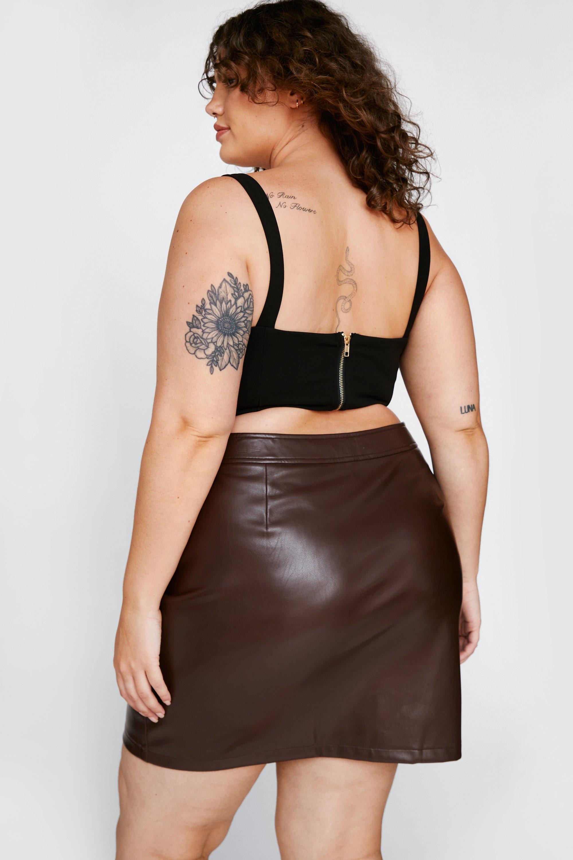 Plus size faux leather mini outlet skirts