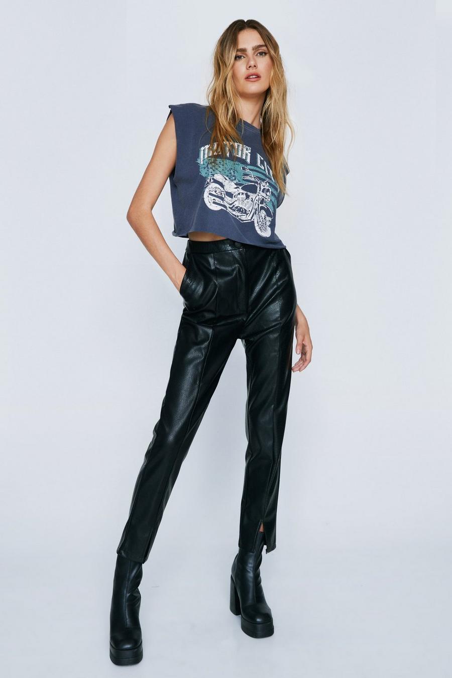 Straight Leg Pants In Faux Leather