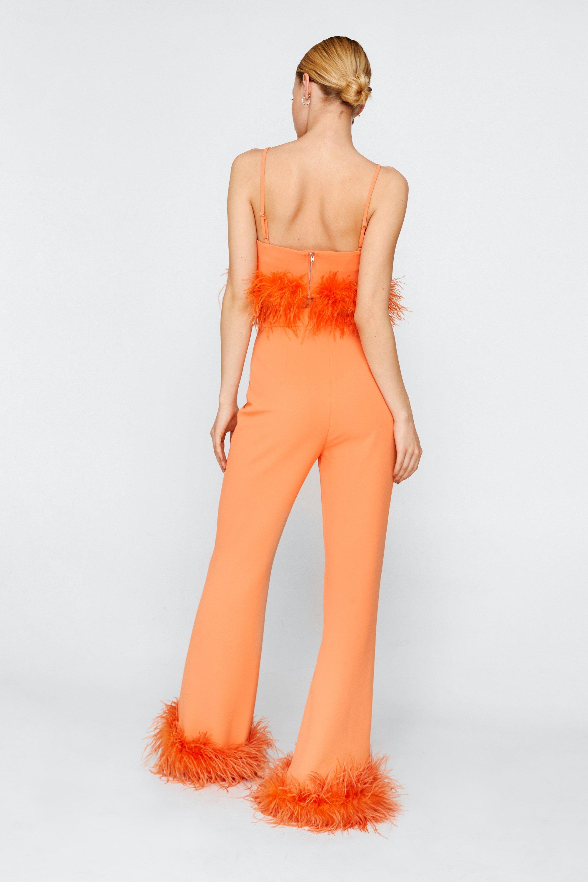 orange flare pants