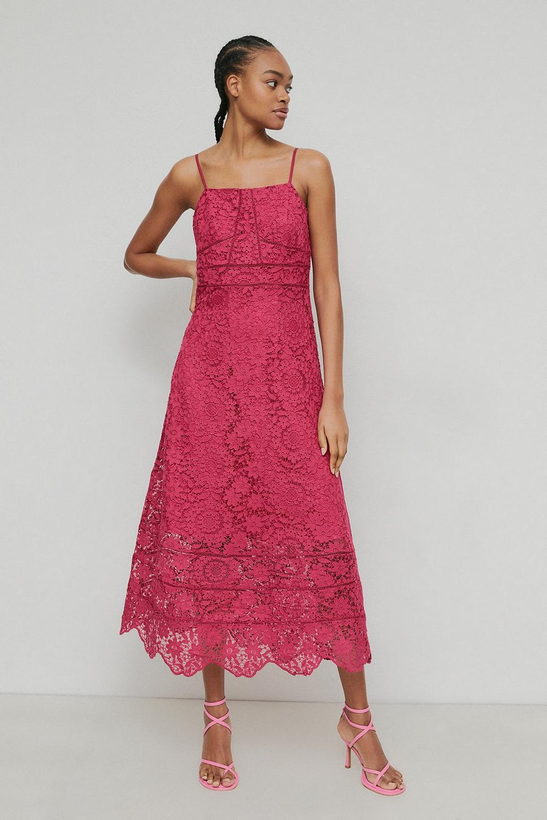 Warehouse Lace Strappy Maxi Dress image number 1
