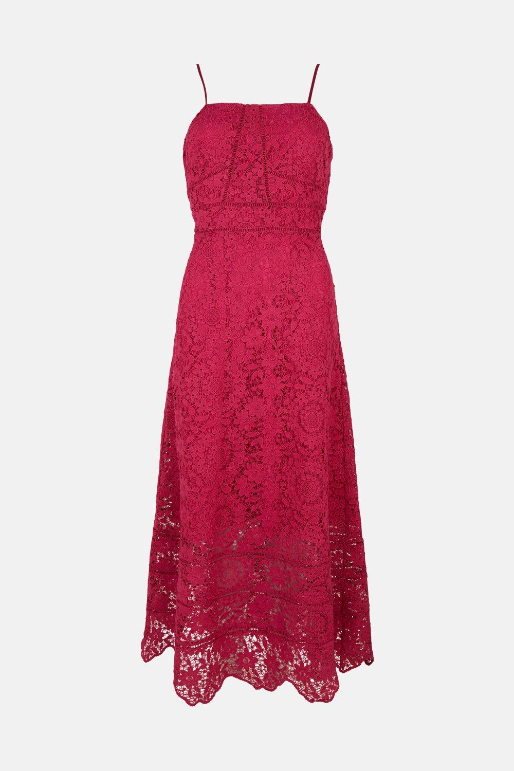 Warehouse red lace outlet dress