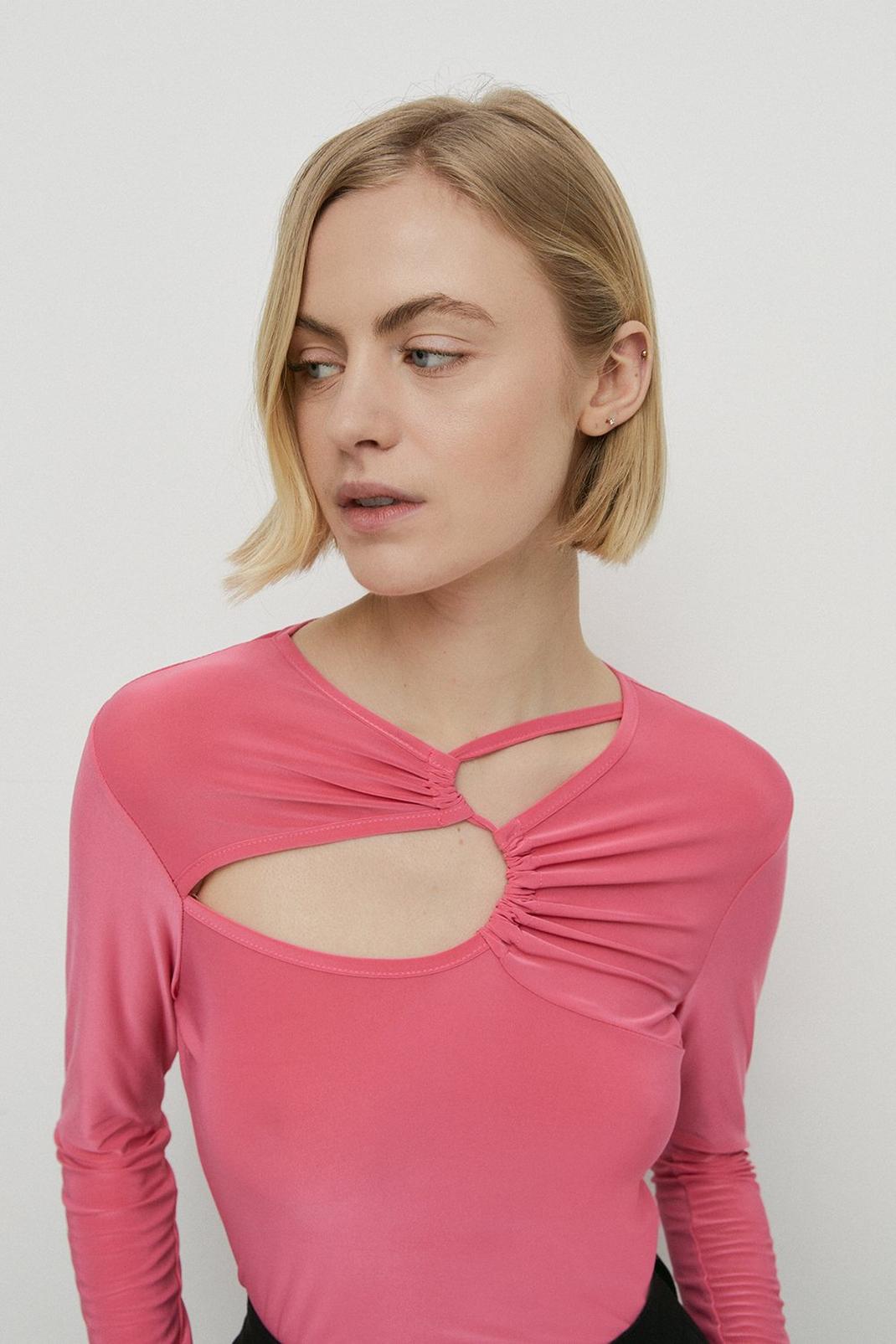 Warehouse Slinky Cut Out Long Sleeve Top, 155 image number 2