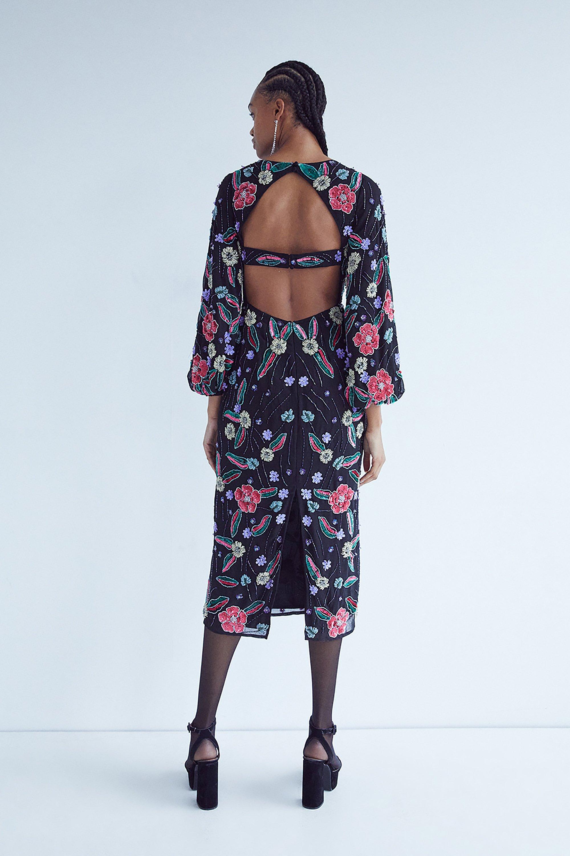 Warehouse floral outlet midi dress