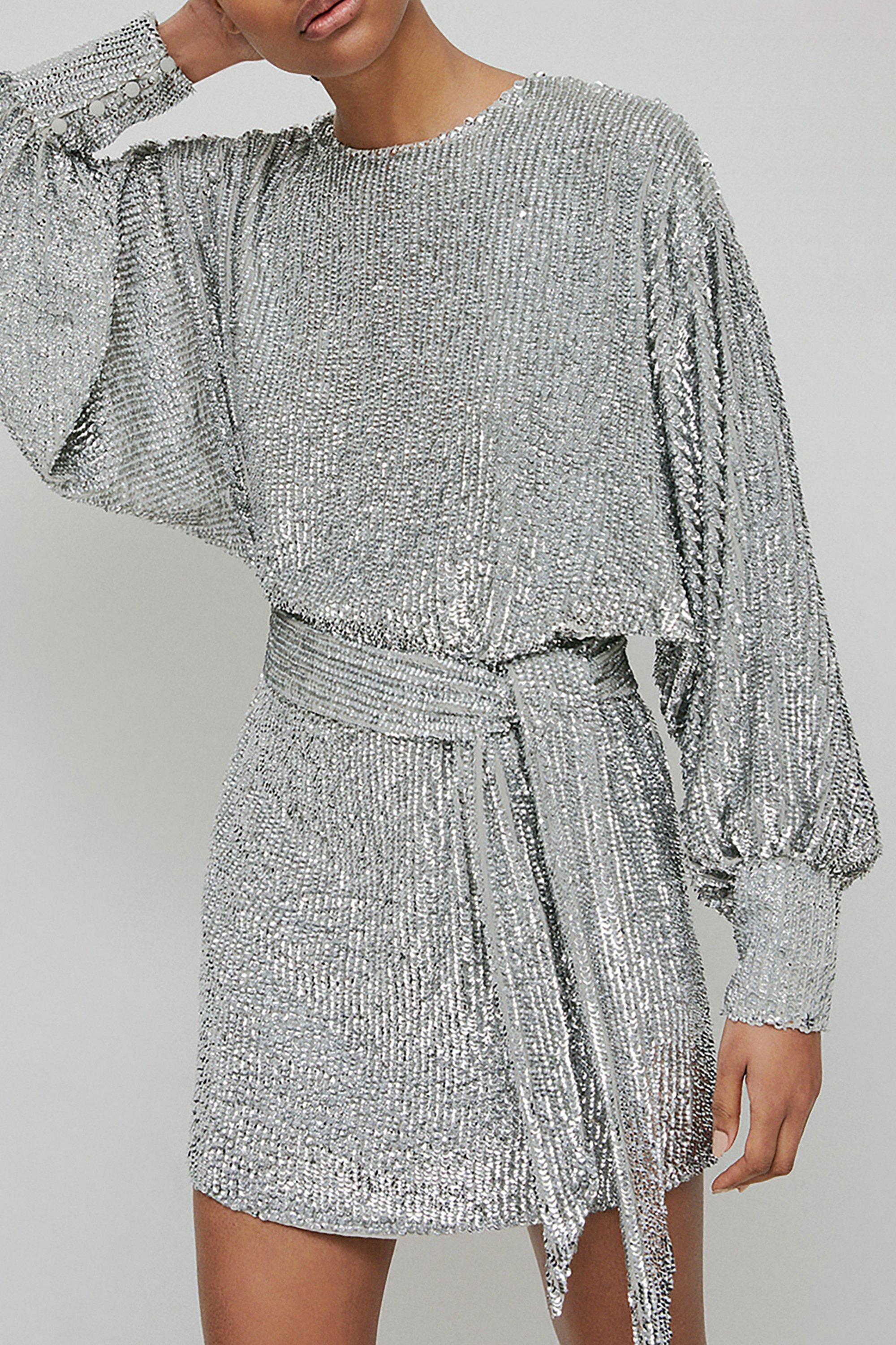 Warehouse silver 2025 sequin dress