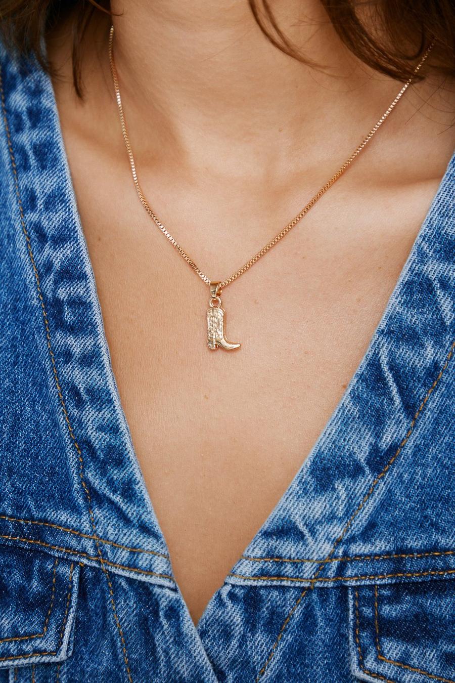 Western Boot Pendant Necklace