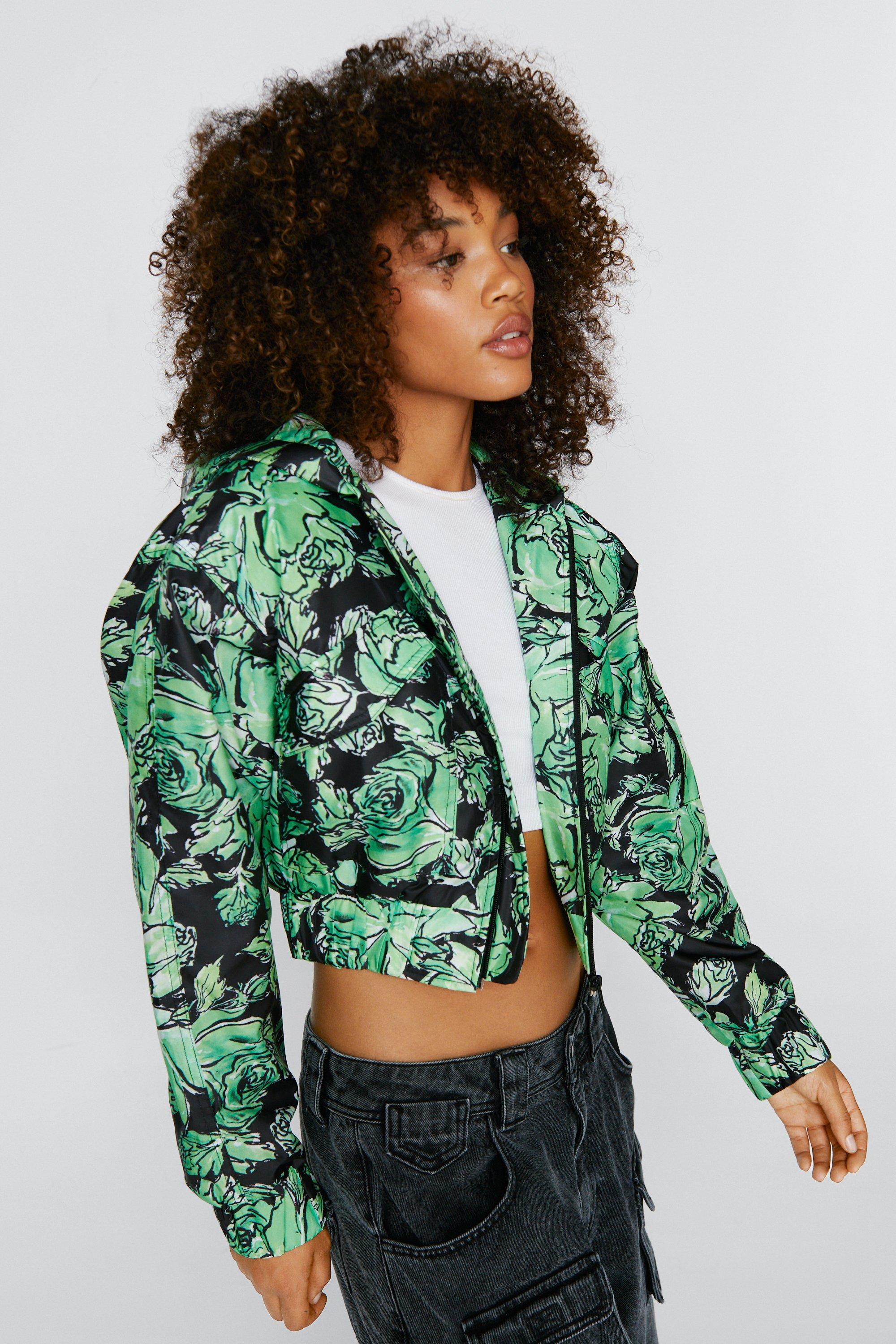 Bomber jacket flower outlet print