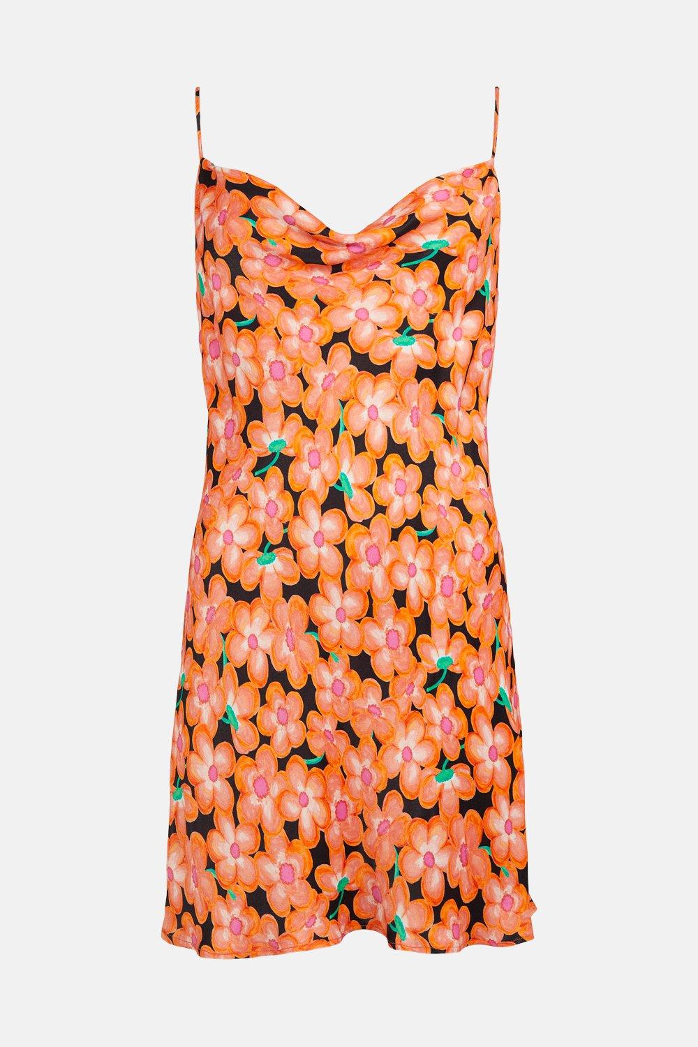 warehouse orange floral dress