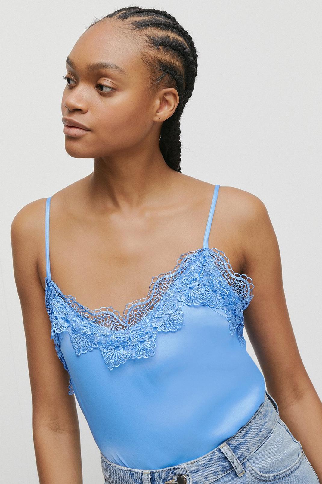 Blue Satin Lace Cami image number 1