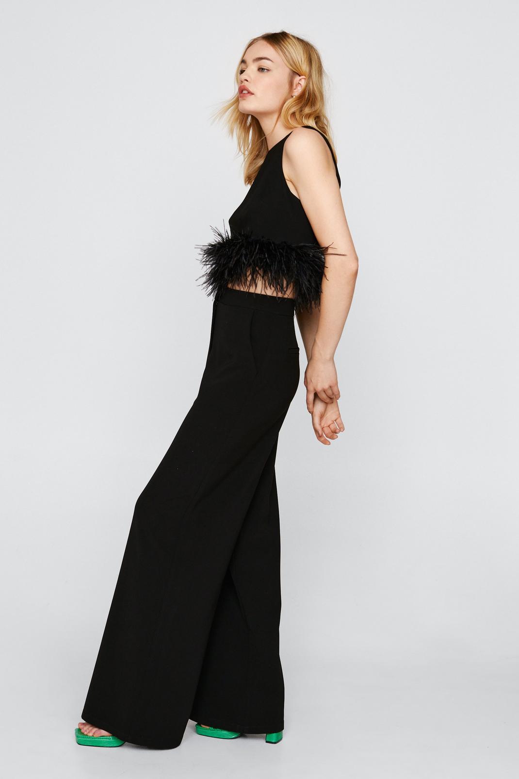 Black Tailored Super Wide Leg Trousers image number 1