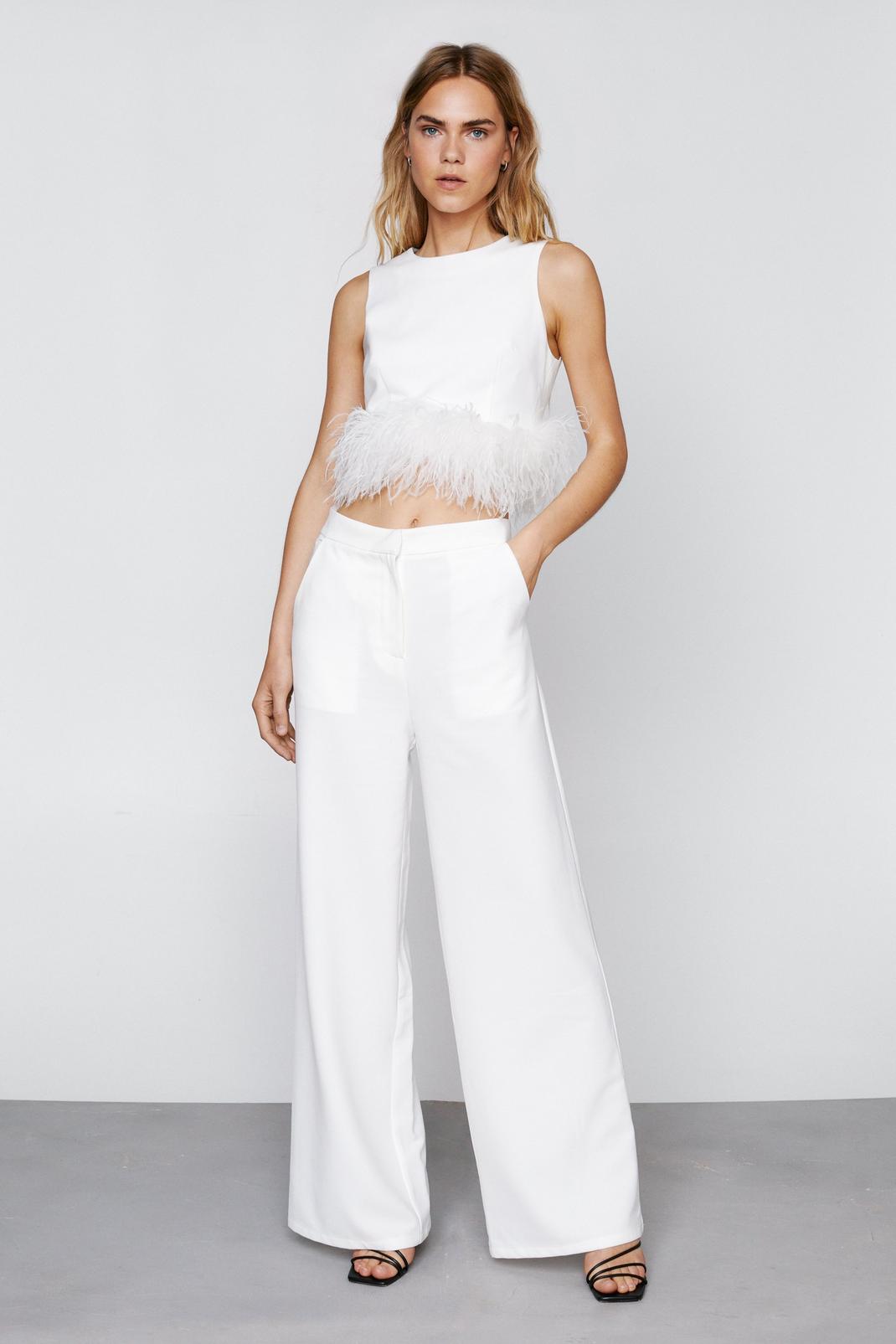 White Tailored Super Wide Leg Trousers image number 1