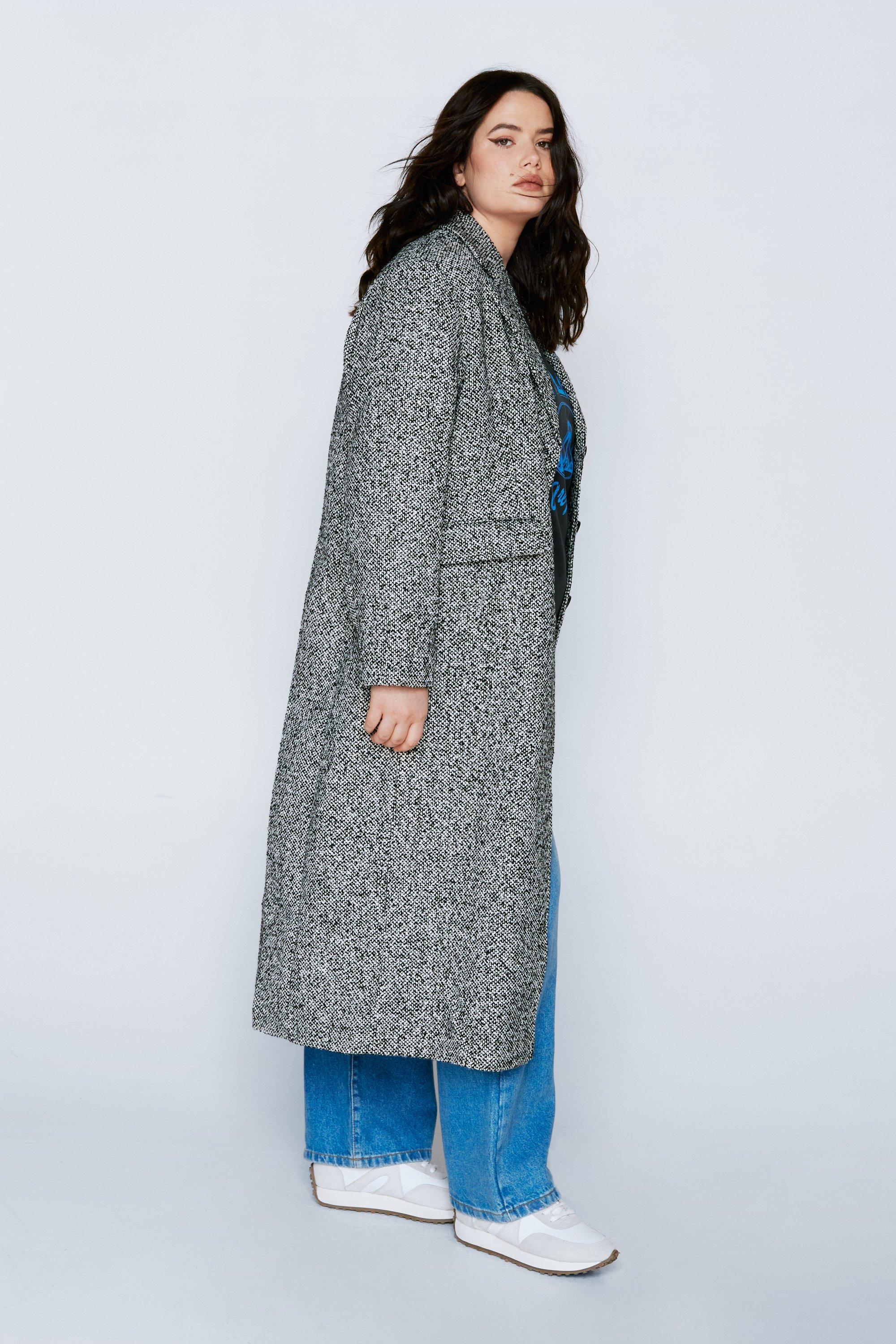Plus Size Grey Wool Look Coat
